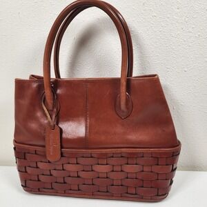 Vintage 60s 70s ETIENNE AIGNER Leather Basket Weave Handbag Old Money RARE